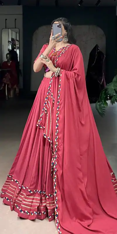 LNB 1659 Dark Pink Color Pure Rayon With Mirror Work & Gamthi Work. Lehenga Choli Price ₹4199.Introductory Delivery 4-6 Working Days. Shop now. | Lehenga, Bollywood Lehenga, Creative Lehenga, Designer Lehenga, Embroidered Lehenga, Party Wear Lehenga