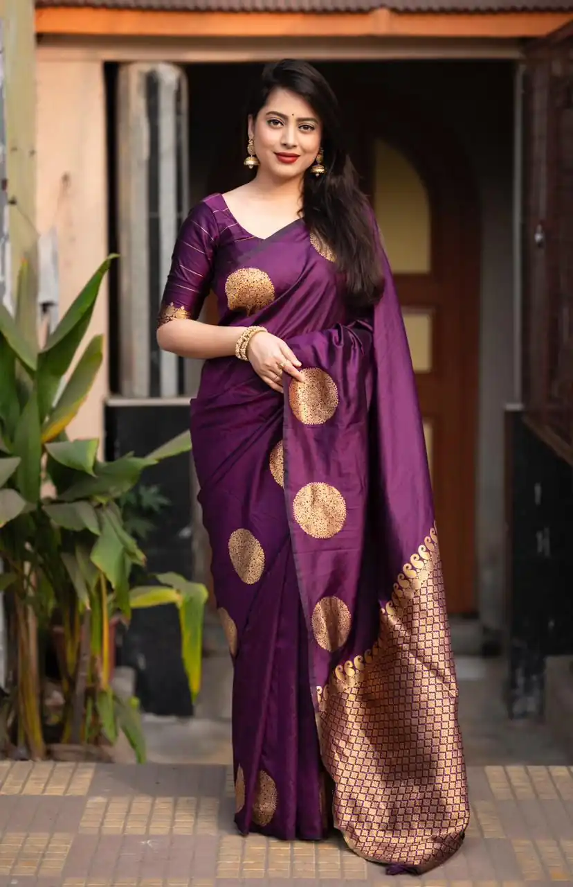 Dark Purple Soft Silk Cloth Pallu Saree