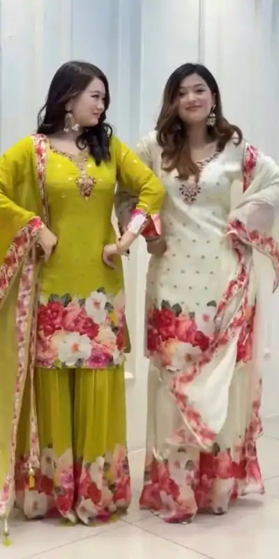 SRK 5301 Green Heavy Faux Georgette With 5mm Embroidery Sequence Work With Digital print Full Sleeve Salwar Suit Wedding, Party, 4-6 Working Days At 1999 | Jump Suits, Salwar suit, Casual Suits, Creative suits, Designer Suits, Palazzo Suits, Party Wear Suits, Patiala Suits, Straight Suits