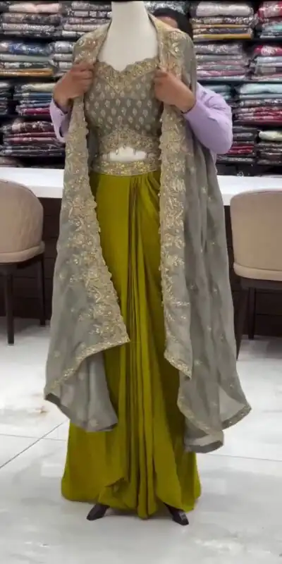 RTC 6493 Grey American Crep With Designer Work Dhoti Suit. Wedding, Party, Festive, Events Festive Deal ₹2149. Delivery 4-6 Working Days. Shop now. | Jump Suits, Tops & Bottoms, Track Suits, Salwar suit, Casual Suits, Creative suits, Designer Suits, Palazzo Suits, Party Wear Suits, Patiala Suits, Straight Suits, Trendy Wear