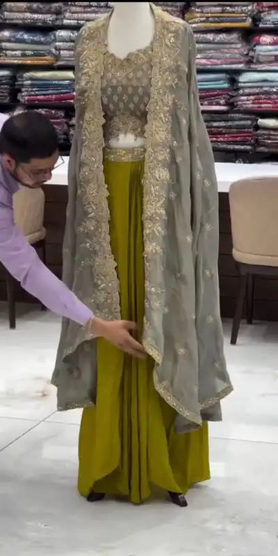 RTC 6493 Grey American Crep With Designer Work Dhoti Suit. Wedding, Party, Festive, Events Festive Deal ₹2149. Delivery 4-6 Working Days. Shop now. | Jump Suits, Tops & Bottoms, Track Suits, Salwar suit, Casual Suits, Creative suits, Designer Suits, Palazzo Suits, Party Wear Suits, Patiala Suits, Straight Suits, Trendy Wear