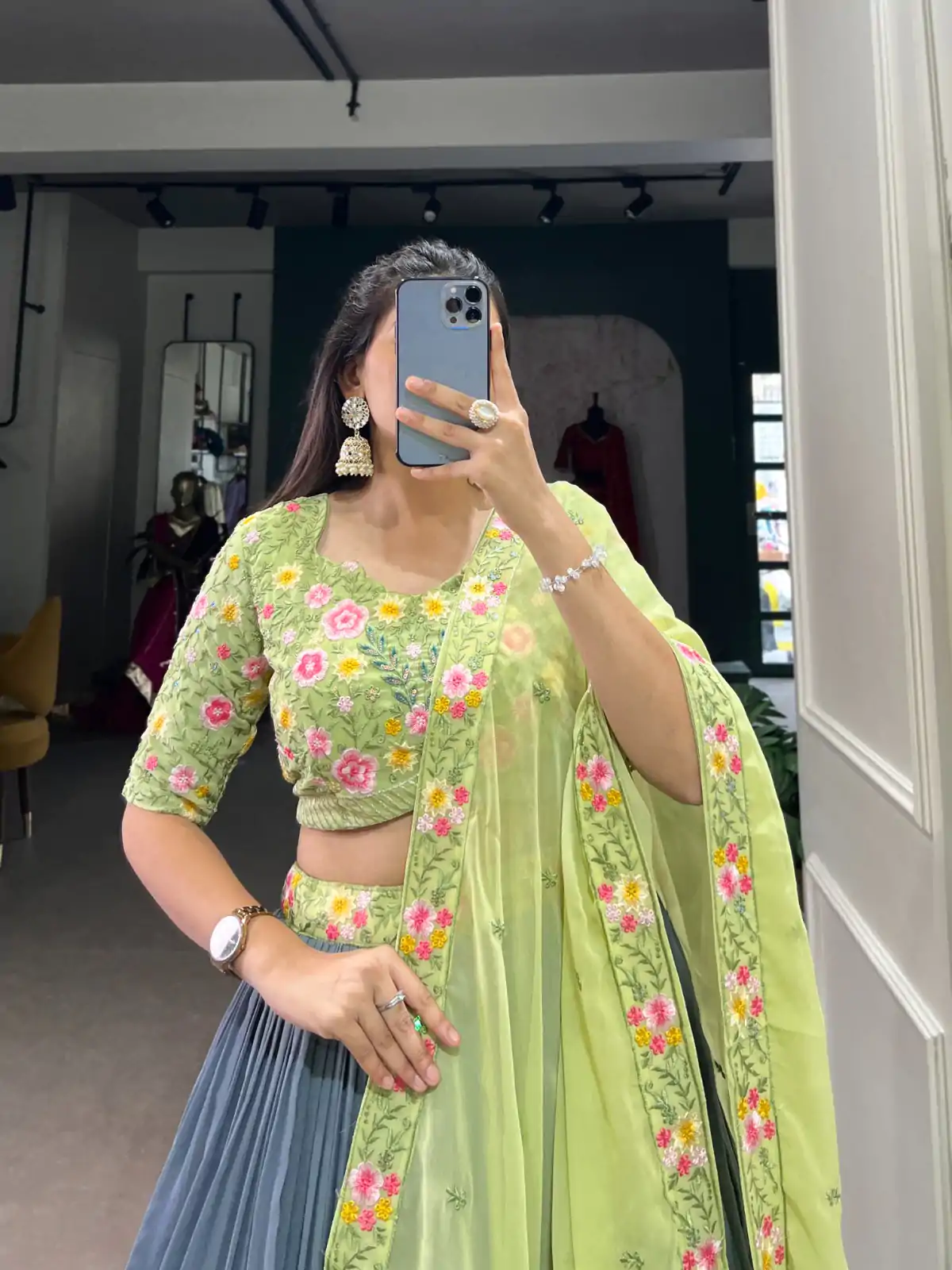 LNB 1402 Grey Georgette Sequins Work & Embroidery Work Lehenga Choli in . Introductory Price ₹2399. Delivery 4-6 Working Days. Shop now. | Lehenga, Bollywood Lehenga, Creative Lehenga, Designer Lehenga, Embroidered Lehenga, Party Wear Lehenga