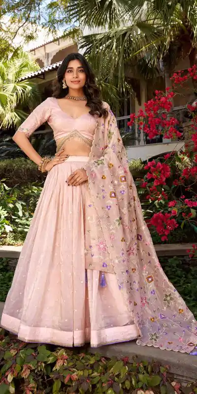 LNB 1426 Light Pink Gold Crush With Sequins Work & Embroidery Work Lehenga Choli . Best Price ₹3499. Delivery 4-6 Working Days. Shop now. | Lehenga, Bollywood Lehenga, Creative Lehenga, Designer Lehenga, Embroidered Lehenga, Party Wear Lehenga