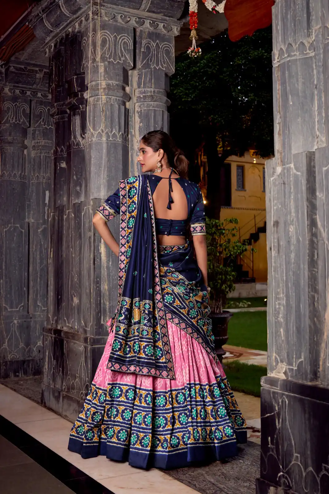 Light Pink Tasar Silk Sequins Embroidery Work Lehenga Choli - Image 2