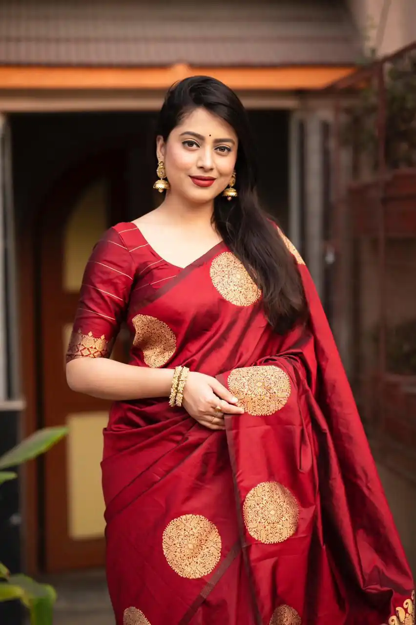 Maroon Soft Silk Cloth Pallu Work Saree - Image 3