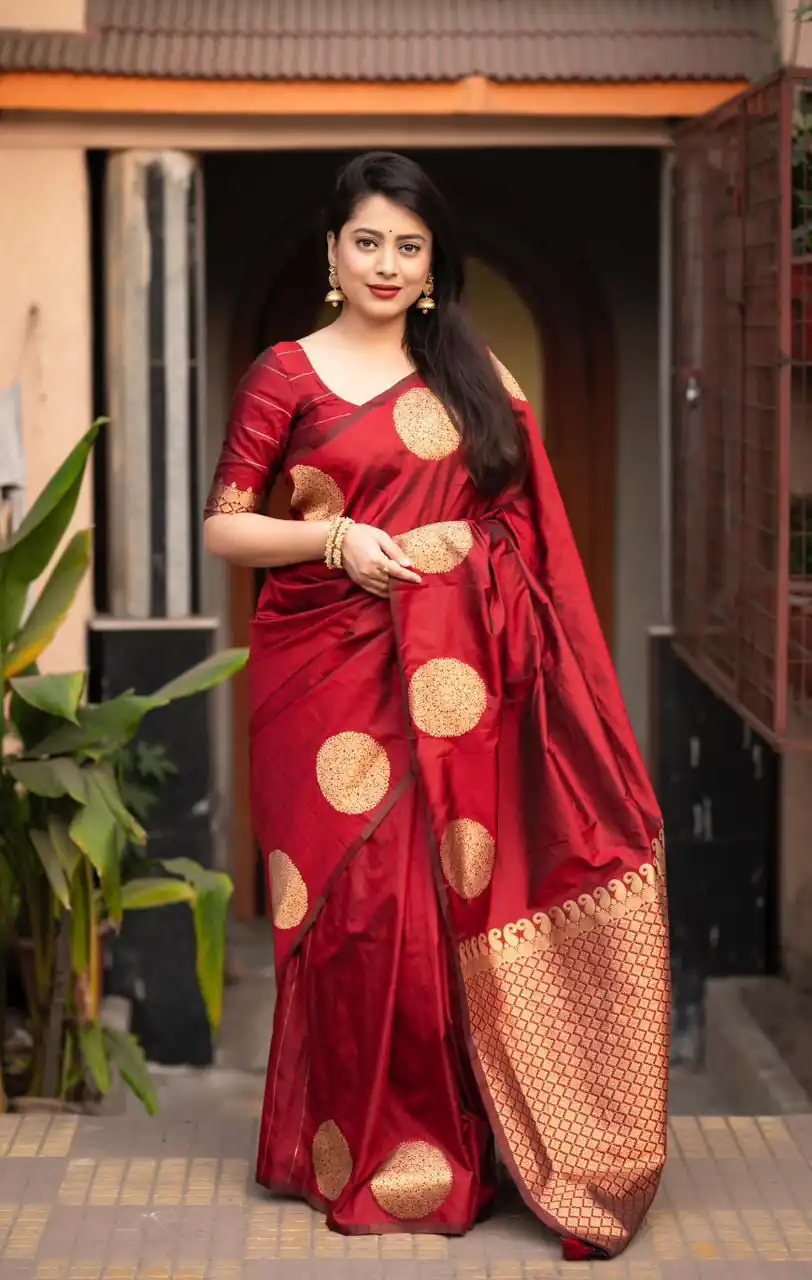 Maroon Soft Silk Cloth Pallu Work Saree