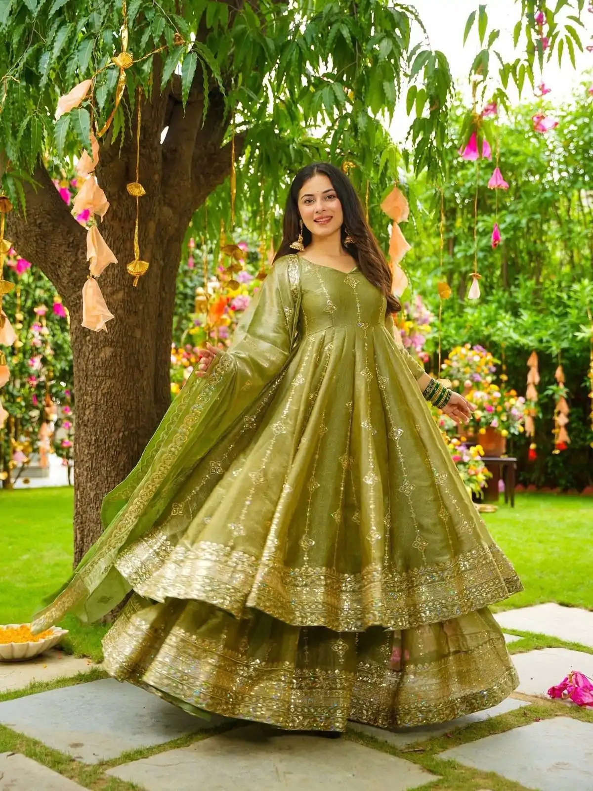SSR 526 Mehandi Crunchy Silk With Heavy Embroidery Sequence Work With Fully Flair Salwar Suit Wedding, Party, Festive, Events, Now at just ₹2399. Delivery 4 | Jump Suits, Tops & Bottoms, Track Suits, Salwar suit, Casual Suits, Creative suits, Designer Suits, Palazzo Suits, Party Wear Suits, Patiala Suits, Straight Suits, Trendy Wear