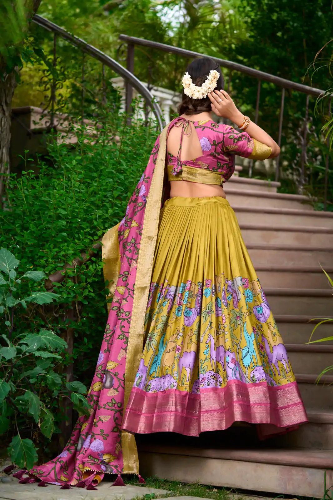 LNB 1222 Mustard Dola Silk With Kalamkari Print & Zari Work Lehenga Choli . Grab it for ₹1899. Delivery 4-6 Working Days. Shop now. | Lehenga, Bollywood Lehenga, Creative Lehenga, Designer Lehenga, Embroidered Lehenga, Party Wear Lehenga