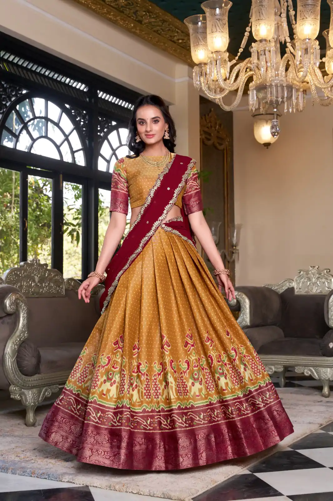 LNB 1240 Mustard Kanchipuram With Embroidery Work & Zari Work Lehenga Choli ₹2499 on Availablely. Delivery 4-6 Working Days. Shop now. | Lehenga, Bollywood Lehenga, Creative Lehenga, Designer Lehenga, Embroidered Lehenga, Party Wear Lehenga