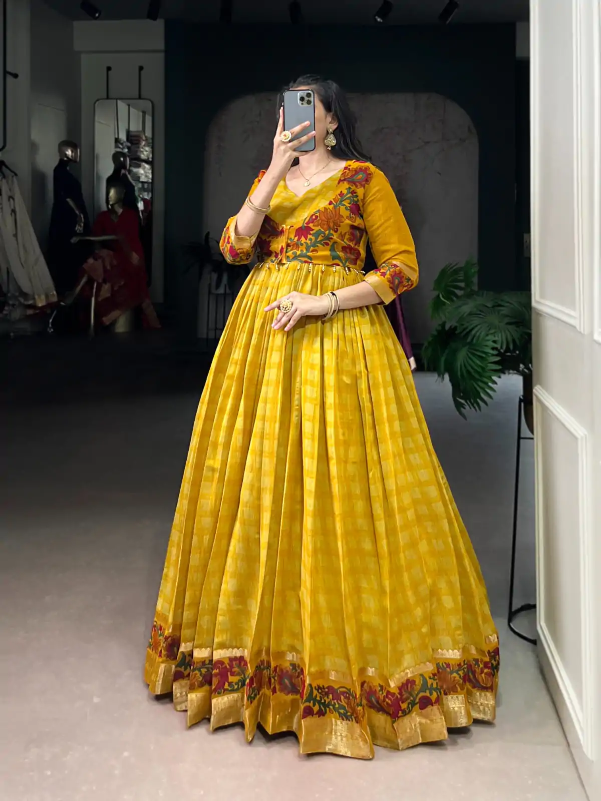 YNF 5034 Mustard Polyester Viscose Chanderi Zari Work & Lace Work Gown in . Affordable Price ₹1799. Delivery 4-6 Working Days. Shop now. | Gowns, Bollywood Gowns, Creative Gowns, Designer Gowns, Embroidered Gowns, Party Wear Gowns