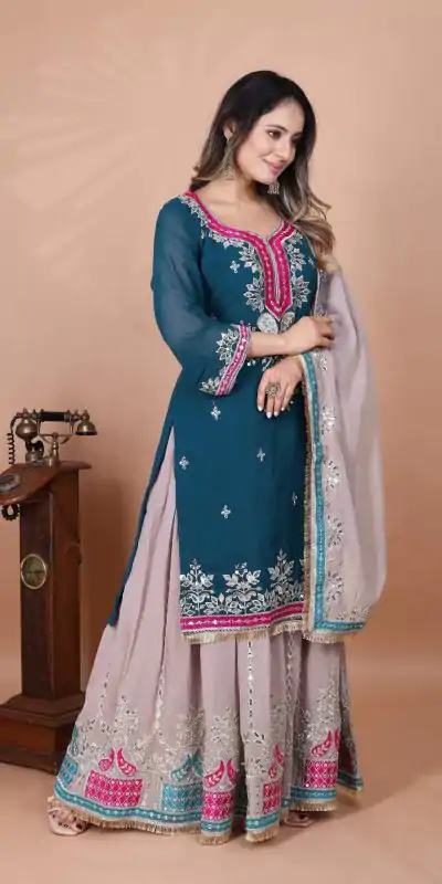 SRK 5260 Pink Faux Georgette With 5mm Embroidery Sequence Work Perfect for Wedding, Party, Karwa Chauth, Ethnic Day, Baisakhi Beast Price At 2149/- Only | Jump Suits, Salwar suit, Casual Suits, Creative suits, Designer Suits, Palazzo Suits, Party Wear Suits, Patiala Suits, Straight Suits