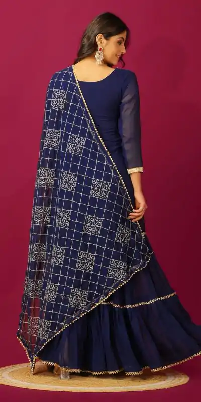 SR 1671 Navy Blue Georgette Salwar Suit Perfect for Wedding, Party, Cultural Events, Temple Visit, Lohri Now at just ₹1799. Delivery 4-6 Working Days. | Jump Suits, Tops & Bottoms, Track Suits, Salwar suit, Casual Suits, Creative suits, Designer Suits, Palazzo Suits, Party Wear Suits, Patiala Suits, Straight Suits, Trendy Wear