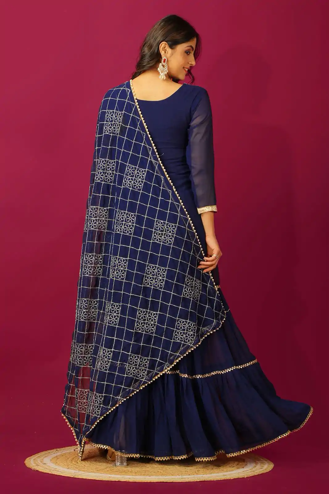 SR 1671 Navy Blue Georgette Salwar Suit Perfect for Wedding, Party, Cultural Events, Temple Visit, Lohri Now at just ₹1799. Delivery 4-6 Working Days. | Jump Suits, Tops & Bottoms, Track Suits, Salwar suit, Casual Suits, Creative suits, Designer Suits, Palazzo Suits, Party Wear Suits, Patiala Suits, Straight Suits, Trendy Wear