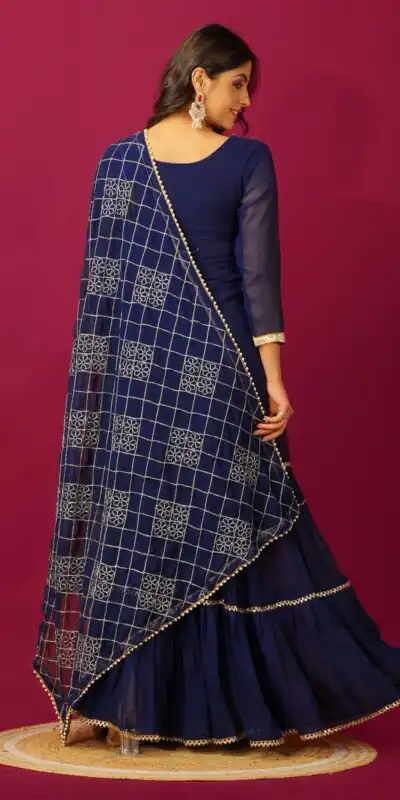 SR 1671 Navy Blue Georgette Salwar Suit Perfect for Wedding, Party, Cultural Events, Temple Visit, Lohri Now at just ₹1799. Delivery 4-6 Working Days. | Jump Suits, Tops & Bottoms, Track Suits, Salwar suit, Casual Suits, Creative suits, Designer Suits, Palazzo Suits, Party Wear Suits, Patiala Suits, Straight Suits, Trendy Wear