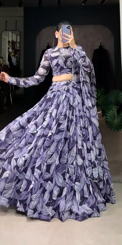 LNB 1027 Navy Blue Color Tabby Silk Lehenga Choli with Designer Work. Exclusive Offer ₹1999. Delivery 4-6 Working Days. Shop now. | Lehenga, Bollywood Lehenga, Creative Lehenga, Designer Lehenga, Embroidered Lehenga, Party Wear Lehenga
