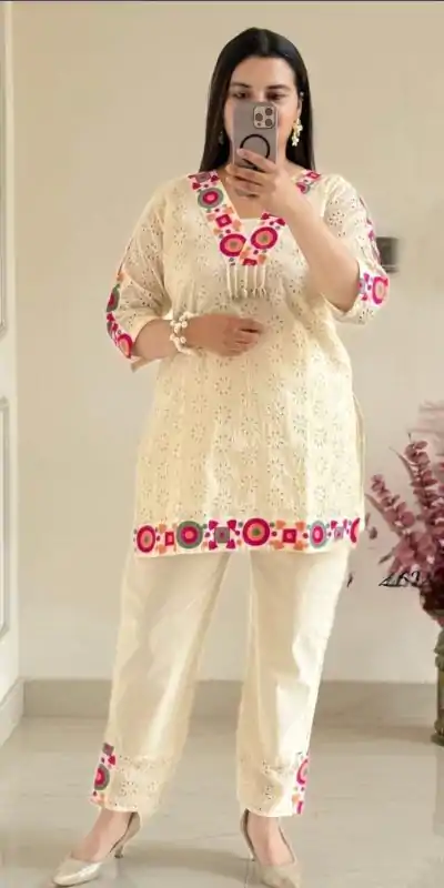 ZSR 3137 Off White | Off White Cotton Salwar Suit with Embroidery Work & Thread Embroidery. Introductory Price ₹1899. Delivery 4-6 Working Days. Shop now. | Jump Suits, Tops & Bottoms, Track Suits, Salwar suit, Casual Suits, Creative suits, Designer Suits, Palazzo Suits, Party Wear Suits, Patiala Suits, Straight Suits, Trendy Wear