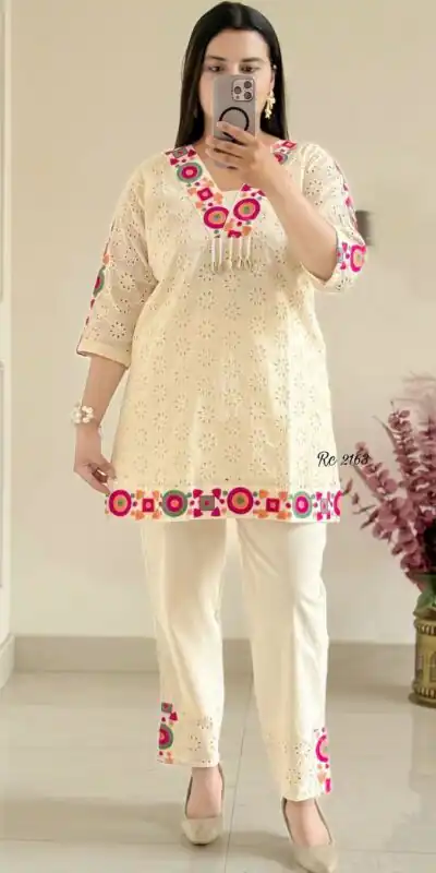 ZSR 3137 Off White Cotton With Embroidery Work & Thread Embroidery. Salwar Suit Introductory Price ₹1899. Delivery 4-6 Working Days. Shop now. | Jump Suits, Tops & Bottoms, Track Suits, Salwar suit, Casual Suits, Creative suits, Designer Suits, Palazzo Suits, Party Wear Suits, Patiala Suits, Straight Suits, Trendy Wear