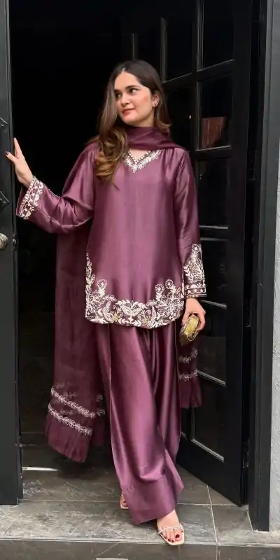 ZSR 3125 Onion Natural Crepp Silk With Embroidery Sequence Work Salwar Suit Perfect for Wedding, Party, Housewarming, Eid, Festival Celebrations | Jump Suits, Tops & Bottoms, Track Suits, Salwar suit, Casual Suits, Creative suits, Designer Suits, Palazzo Suits, Party Wear Suits, Patiala Suits, Straight Suits, Trendy Wear