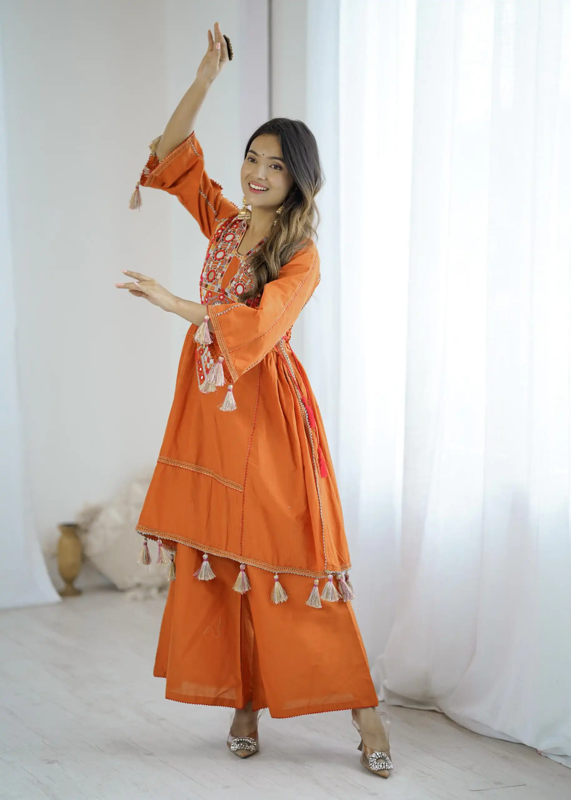 SRK 5286 Orange in Khadi Cotton Mirror Work & Embroidery Work Salwar Suit . Now at just ₹2099. Delivery 4-6 Working Days. Shop now. | Jump Suits, Salwar suit, Casual Suits, Creative suits, Designer Suits, Palazzo Suits, Party Wear Suits, Patiala Suits, Straight Suits