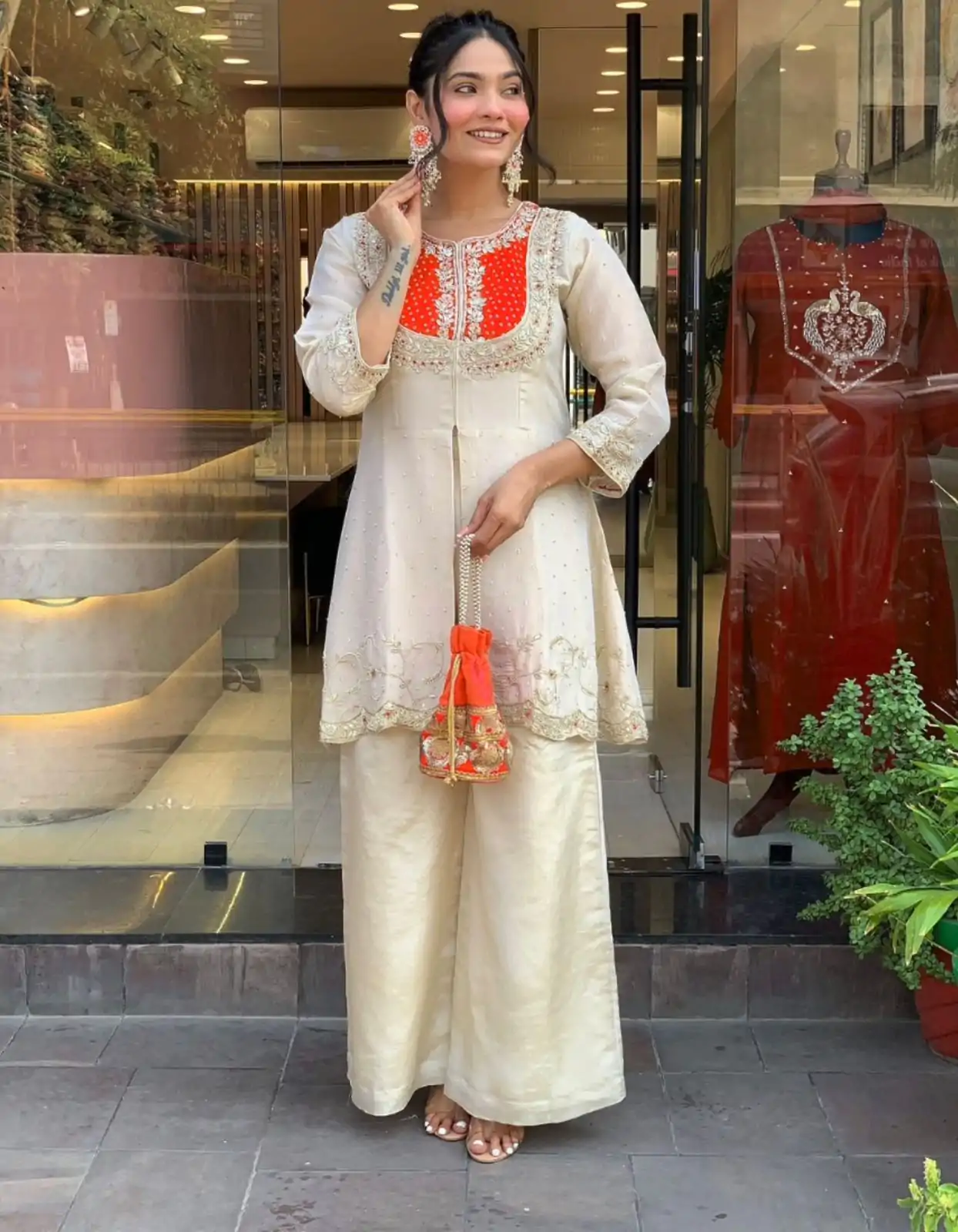 SRK 5277 Orange Mal Cotton With Embroidery Work & Bead Work Salwar Suit . Affordable Price ₹1799. Delivery 4-6 Working Days. Shop now. | Jump Suits, Salwar suit, Casual Suits, Creative suits, Designer Suits, Palazzo Suits, Party Wear Suits, Patiala Suits, Straight Suits