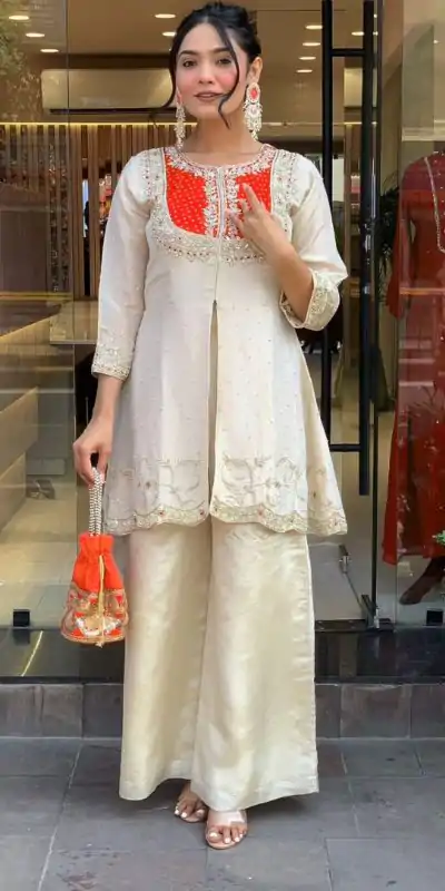 SRK 5277 Orange Mal Cotton With Embroidery Work & Bead Work Salwar Suit . Affordable Price ₹1799. Delivery 4-6 Working Days. Shop now. | Jump Suits, Salwar suit, Casual Suits, Creative suits, Designer Suits, Palazzo Suits, Party Wear Suits, Patiala Suits, Straight Suits