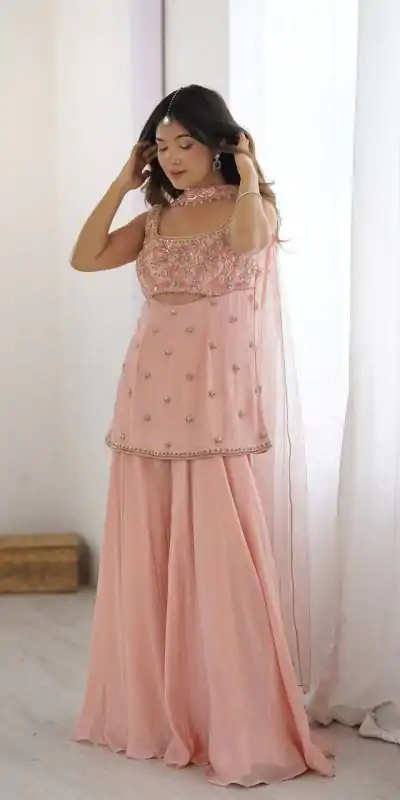 LG 1959 Peach Georgette With Lace Work & Embroidery Work Salwar Suit . Available at ₹1849 only. Delivery 4-6 Working Days. Shop now. | Jump Suits, Tops & Bottoms, Track Suits, Salwar suit, Casual Suits, Creative suits, Designer Suits, Palazzo Suits, Party Wear Suits, Patiala Suits, Straight Suits, Trendy Wear