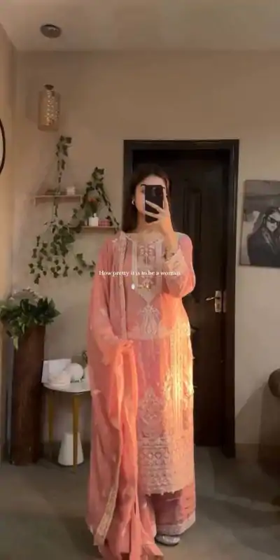 LG 2003 Peach Georgette Embroidery Work Salwar Suit in Wedding, Party, Festive, Events, . Exclusive Offer ₹2099. Delivery 4-6 Working Days. Shop now. | Jump Suits, Tops & Bottoms, Track Suits, Salwar suit, Casual Suits, Creative suits, Designer Suits, Palazzo Suits, Party Wear Suits, Patiala Suits, Straight Suits, Trendy Wear