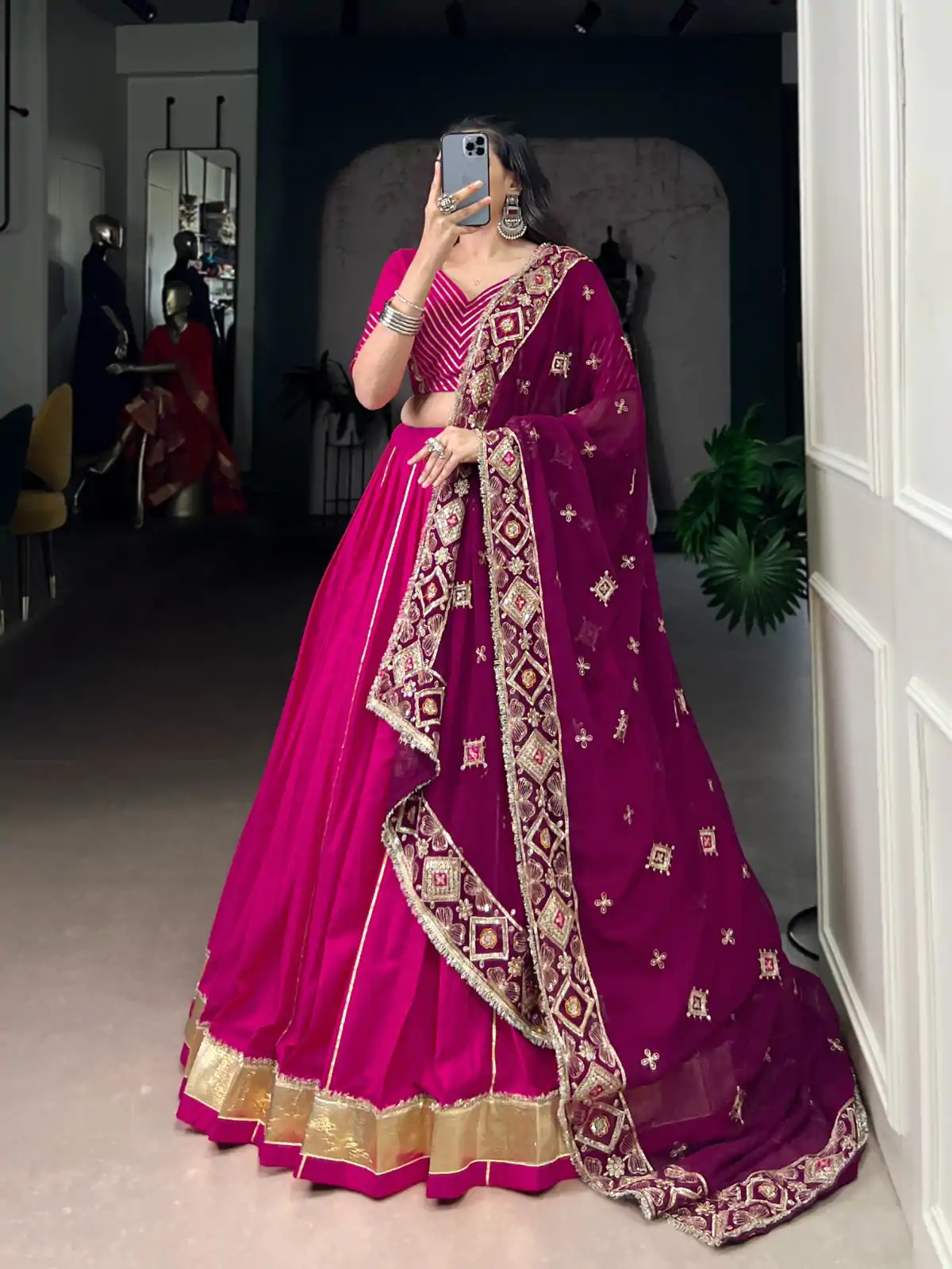 LNB 1708 Pink Cotton With Mirror Work & Zari Work Lehenga Choli Available at ₹3199 only. Delivery 4-6 Working Days. Shop now. | Lehenga, Bollywood Lehenga, Creative Lehenga, Designer Lehenga, Embroidered Lehenga, Party Wear Lehenga