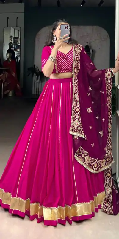 LNB 1708 Pink Cotton With Mirror Work & Zari Work Lehenga Choli Available at ₹3199 only. Delivery 4-6 Working Days. Shop now. | Lehenga, Bollywood Lehenga, Creative Lehenga, Designer Lehenga, Embroidered Lehenga, Party Wear Lehenga