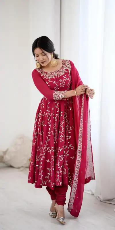SRK 5299 Pink Faux Georgette With Sequence Work Perfect for Wedding, Party, Lohri, Temple Visit, Ganesh Chaturthi Festive, Events, 4-6 Working Days At 2149 | Gowns, Bollywood Gowns, Creative Gowns, Designer Gowns, Embroidered Gowns, Party Wear Gowns