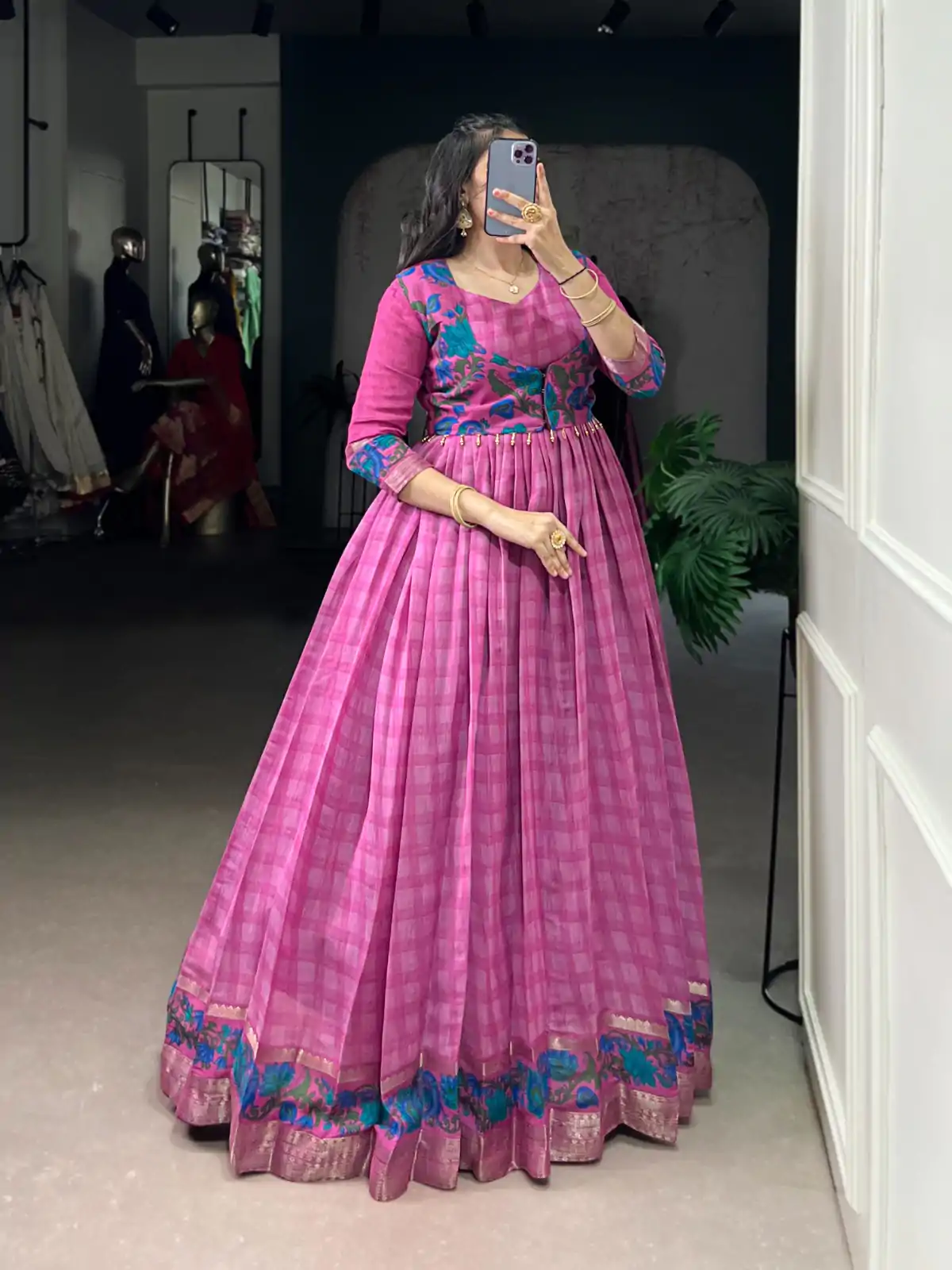 YNF 5034 Pink Polyester Viscose Chanderi Zari Work & Lace Work Gown in . Affordable Price ₹1799. Delivery 4-6 Working Days. Shop now. | Gowns, Bollywood Gowns, Creative Gowns, Designer Gowns, Embroidered Gowns, Party Wear Gowns