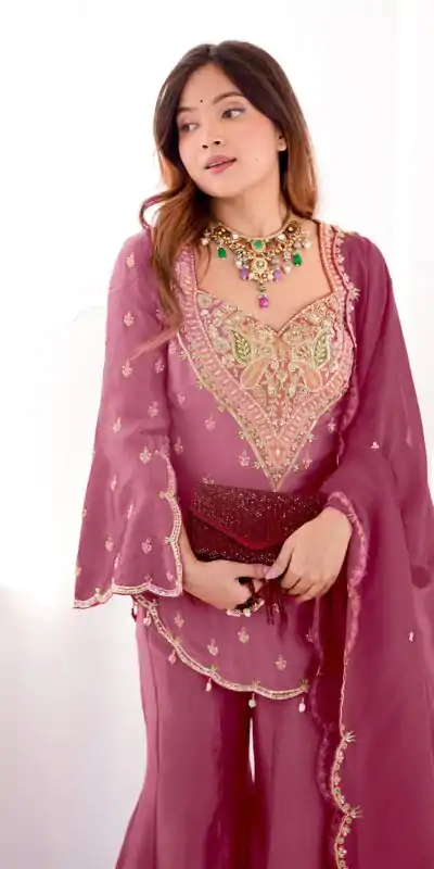 NSR 852 Pink Simar Silk With Embroidery Work with Full Sleeve Salwar Suit in . Now at just ₹2099. Delivery 4-6 Working Days. Shop n | Jump Suits, Salwar suit, Casual Suits, Creative suits, Designer Suits, Palazzo Suits, Party Wear Suits, Patiala Suits, Straight Suits