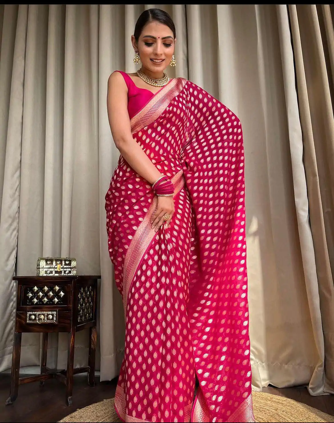 KP 5083 Pink Soft Lichi Silk Perfect for Wedding, Party, Family Gatherings, Sangeet, Diwali Cloth. Saree. Get it for ₹1399. Delivery 4-6 Working Days. | Sarees, Bollywood Sarees, Creative Sarees, Designer Sarees, Embroidered Sarees, Ethnic Saree, Modern Digital sarees, Party Wear Sarees