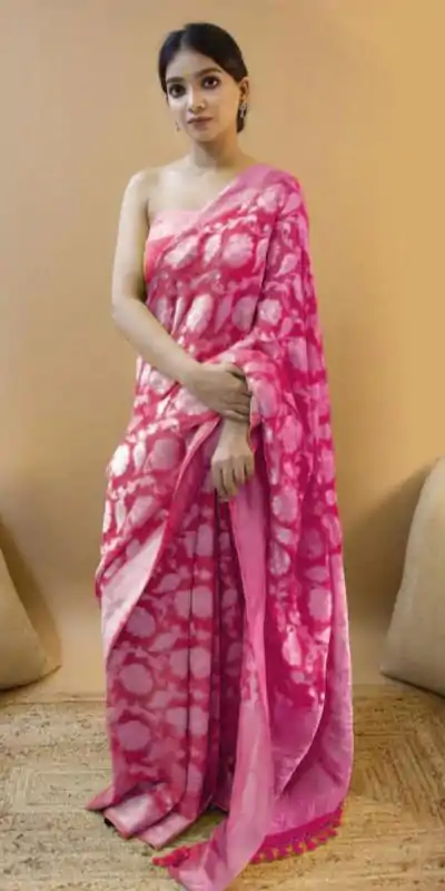 KP 1073 Pink Soft Lichi Silk Saree Perfect for Wedding, Party, Sangeet, Ethnic Day, Festival Celebrations Get it for ₹1399. Delivery 4-6 Working Da | Sarees, Bollywood Sarees, Creative Sarees, Designer Sarees, Embroidered Sarees, Ethnic Saree, Modern Digital sarees, Party Wear Sarees