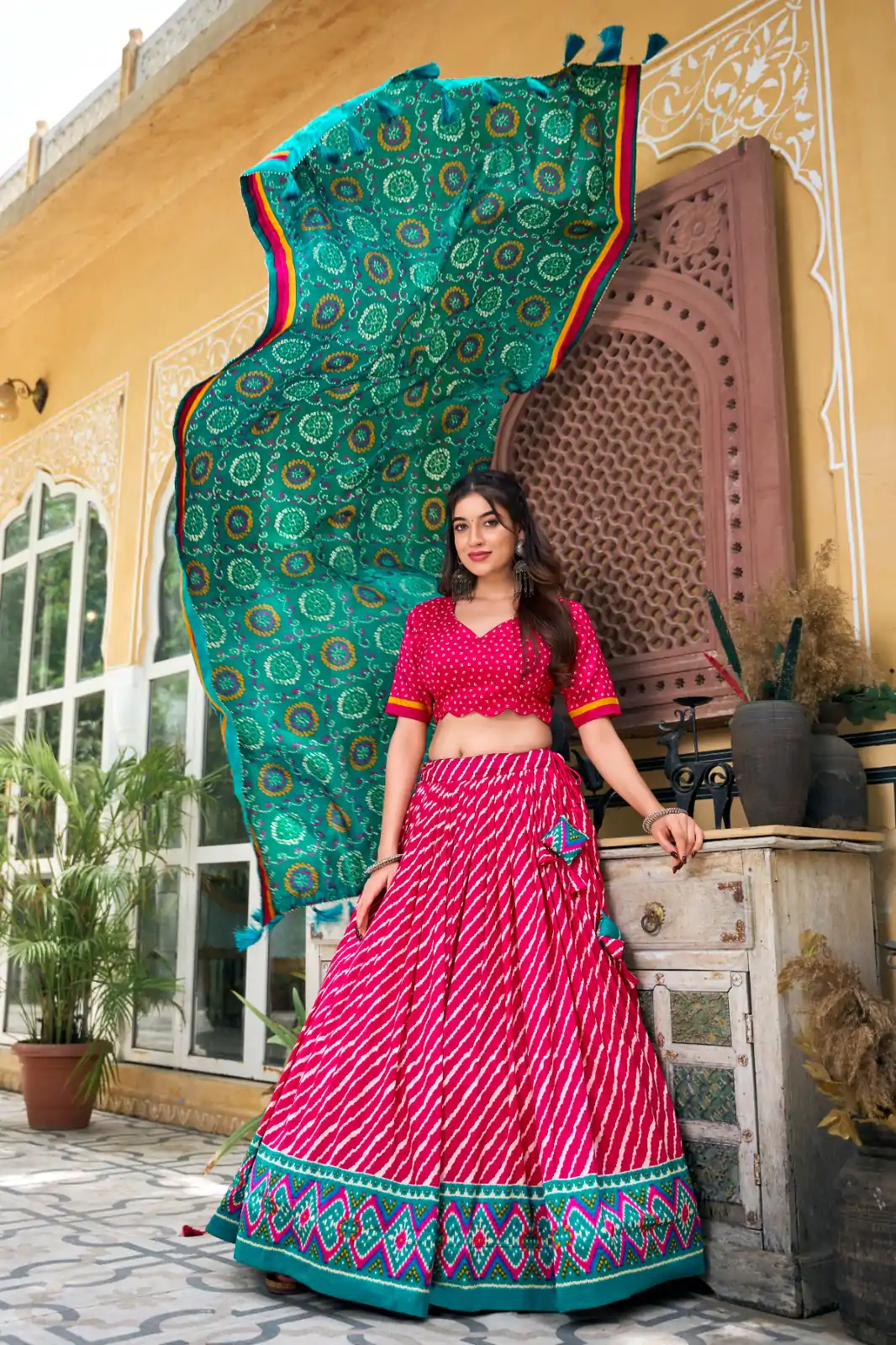 LNB 1224 Pink Tasar Silk Lehenga Choli With Bandhej Print & Patola Print. Now at just ₹2449. Delivery 4-6 Working Days. Shop now. | Lehenga, Bollywood Lehenga, Creative Lehenga, Designer Lehenga, Embroidered Lehenga, Party Wear Lehenga