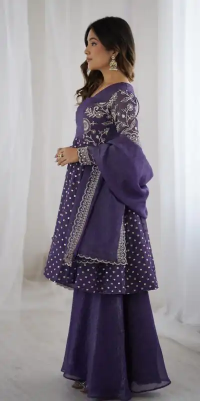 ZSR 3134 Purple Crunchy Silk Salwar Suit Perfect for Wedding, Party, Sangeet, Anniversary, Housewarming Introductory Price ₹2399. Delivery 4-6 | Jump Suits, Salwar suit, Casual Suits, Creative suits, Designer Suits, Palazzo Suits, Party Wear Suits, Patiala Suits, Straight Suits
