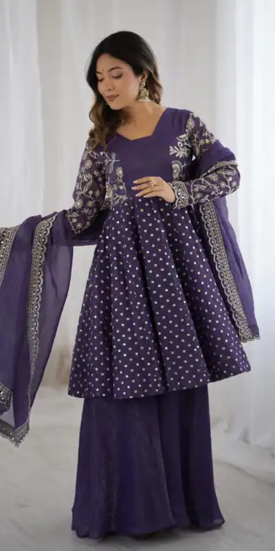 ZSR 3134 Purple Crunchy Silk Salwar Suit Perfect for Wedding, Party, Sangeet, Anniversary, Housewarming Introductory Price ₹2399. Delivery 4-6 | Jump Suits, Salwar suit, Casual Suits, Creative suits, Designer Suits, Palazzo Suits, Party Wear Suits, Patiala Suits, Straight Suits