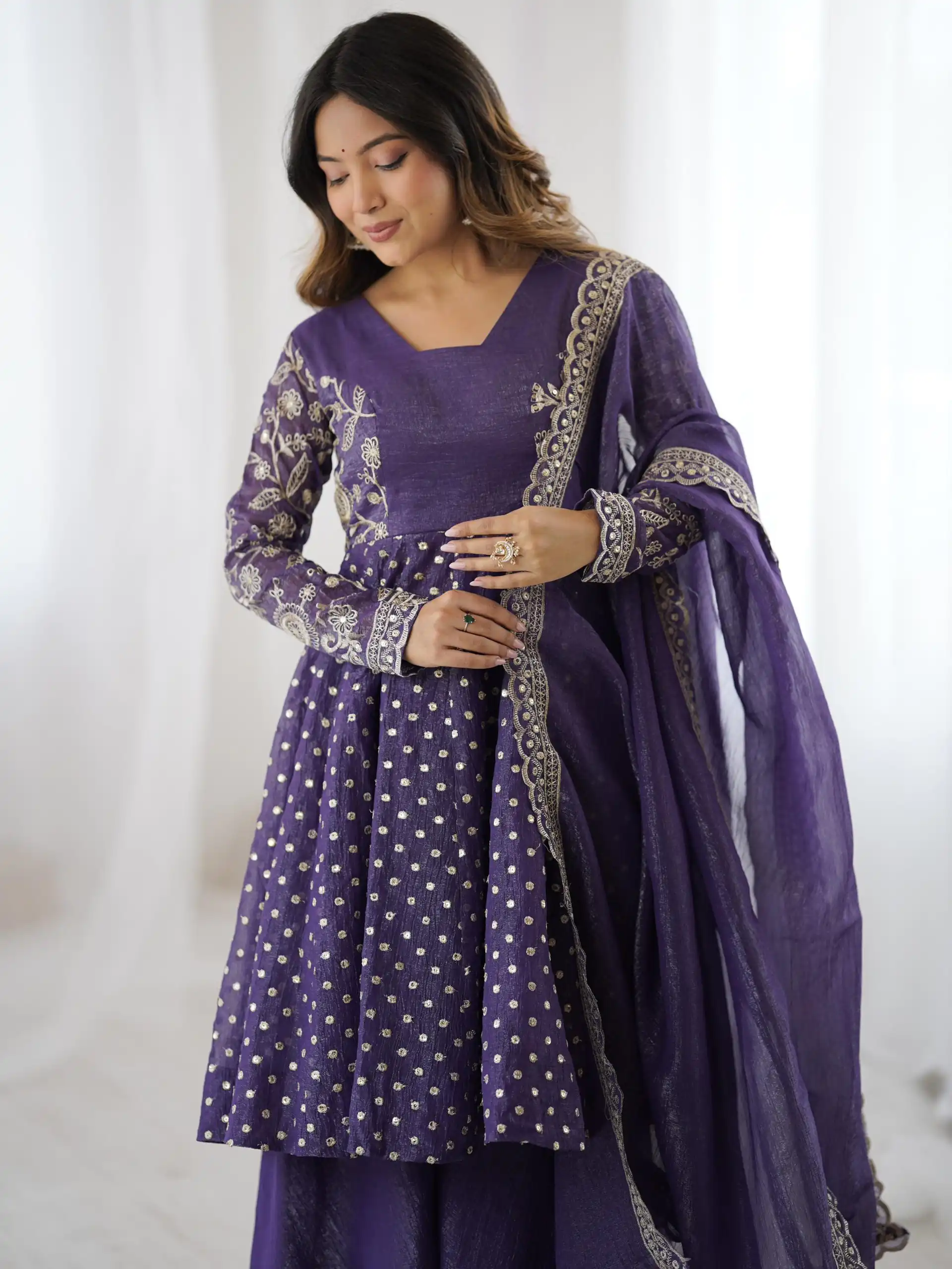 ZSR 3134 Purple Crunchy Silk Salwar Suit Perfect for Wedding, Party, Sangeet, Anniversary, Housewarming Introductory Price ₹2399. Delivery 4-6 | Jump Suits, Salwar suit, Casual Suits, Creative suits, Designer Suits, Palazzo Suits, Party Wear Suits, Patiala Suits, Straight Suits