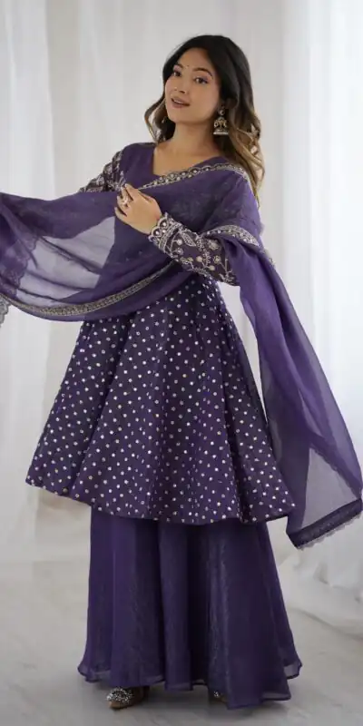 ZSR 3134 Purple Crunchy Silk Salwar Suit Perfect for Wedding, Party, Sangeet, Anniversary, Housewarming Introductory Price ₹2399. Delivery 4-6 | Jump Suits, Salwar suit, Casual Suits, Creative suits, Designer Suits, Palazzo Suits, Party Wear Suits, Patiala Suits, Straight Suits
