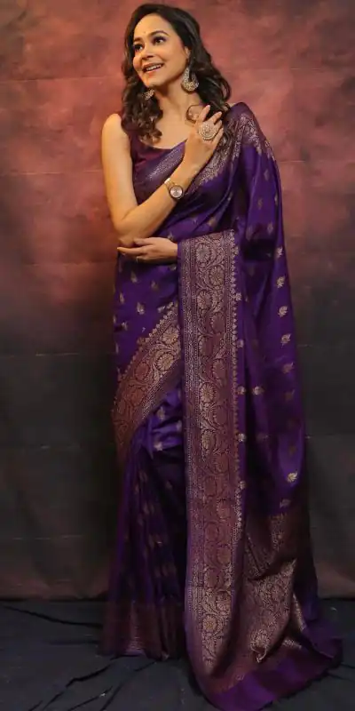KP 6010 Purple Soft Lichi Silk Jacquard Saree Perfect for Wedding, Party, Traditional Day, Family Gatherings, Sangeet . Grab it for ₹1349. Delivery 4-6 W | Sarees, Bollywood Sarees, Creative Sarees, Designer Sarees, Embroidered Sarees, Ethnic Saree, Modern Digital sarees, Party Wear Sarees