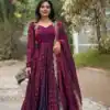 SSR 516 Rani Pink Fandy Silk With Embroidery sequence Work Gown Perfect for Wedding, Party, Onam, Makar Sankranti, Traditional Day Special Price ₹ 2149 | Gowns, Bollywood Gowns, Creative Gowns, Designer Gowns, Embroidered Gowns, Party Wear Gowns