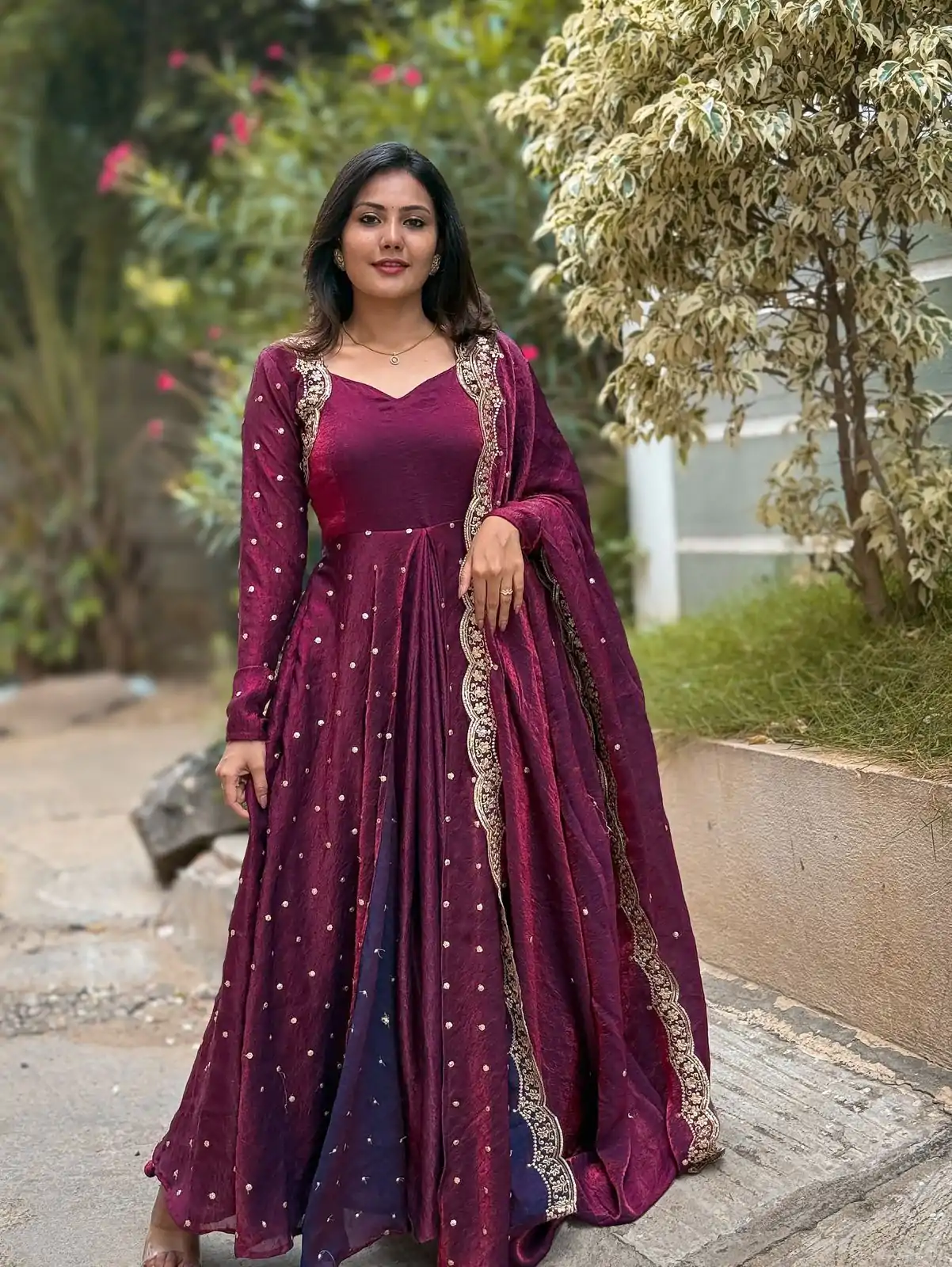 SSR 516 Rani Pink Fandy Silk With Embroidery sequence Work Gown Perfect for Wedding, Party, Onam, Makar Sankranti, Traditional Day Special Price ₹ 2149 | Gowns, Bollywood Gowns, Creative Gowns, Designer Gowns, Embroidered Gowns, Party Wear Gowns