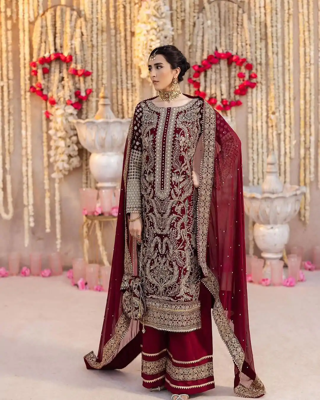 SRK 5297 Rani Pink Heavy Faux Georgette With Chain Stitch Embroidery Sequence Work Salwar Suit Wedding, Party, Festive, Events, 4-6 Working Days At 2399 | Jump Suits, Salwar suit, Casual Suits, Creative suits, Designer Suits, Palazzo Suits, Party Wear Suits, Patiala Suits, Straight Suits