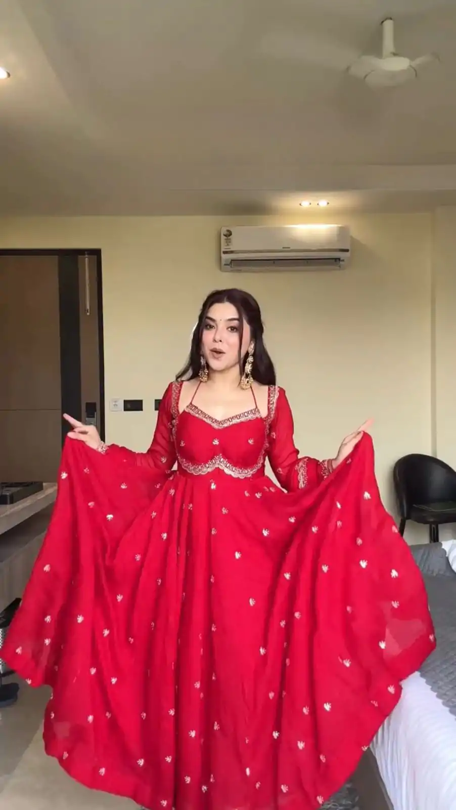 RTC 5924 Red Georgette Thread With Sequence Gown Perfect for Wedding, Party, Reception, Holi, Eid . Available at ₹1999 only. Delivery 4-6 Working Days. | Gowns, Bollywood Gowns, Creative Gowns, Designer Gowns, Embroidered Gowns, Party Wear Gowns