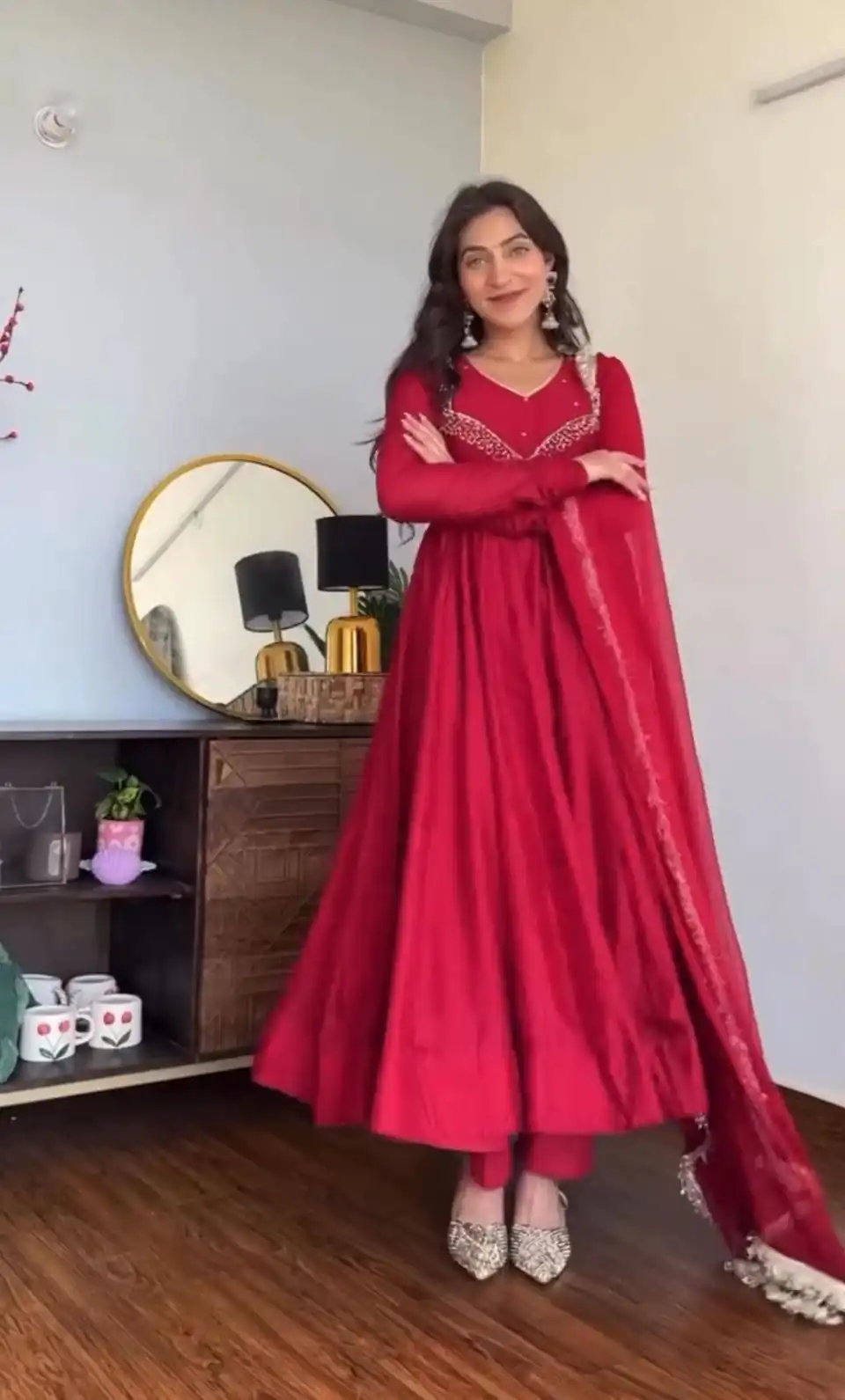 VLM 238 Red in Star Georgette. Lace Work Gown Wedding, Party, Festive, Events at ₹1999 only. Delivery 4-6 Working Days. Shop now. | Gowns, Bollywood Gowns, Creative Gowns, Designer Gowns, Embroidered Gowns, Party Wear Gowns