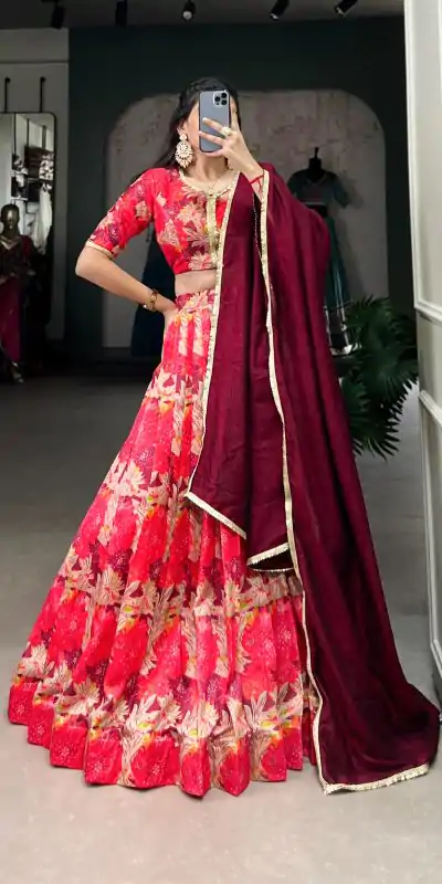 LNB 1032 Red Tussar Silk With Lace Work & Sequins Work Lehenga Choli. Now at just ₹1799. Delivery 4-6 Working Days. Shop now. | Lehenga, Bollywood Lehenga, Creative Lehenga, Designer Lehenga, Embroidered Lehenga, Party Wear Lehenga