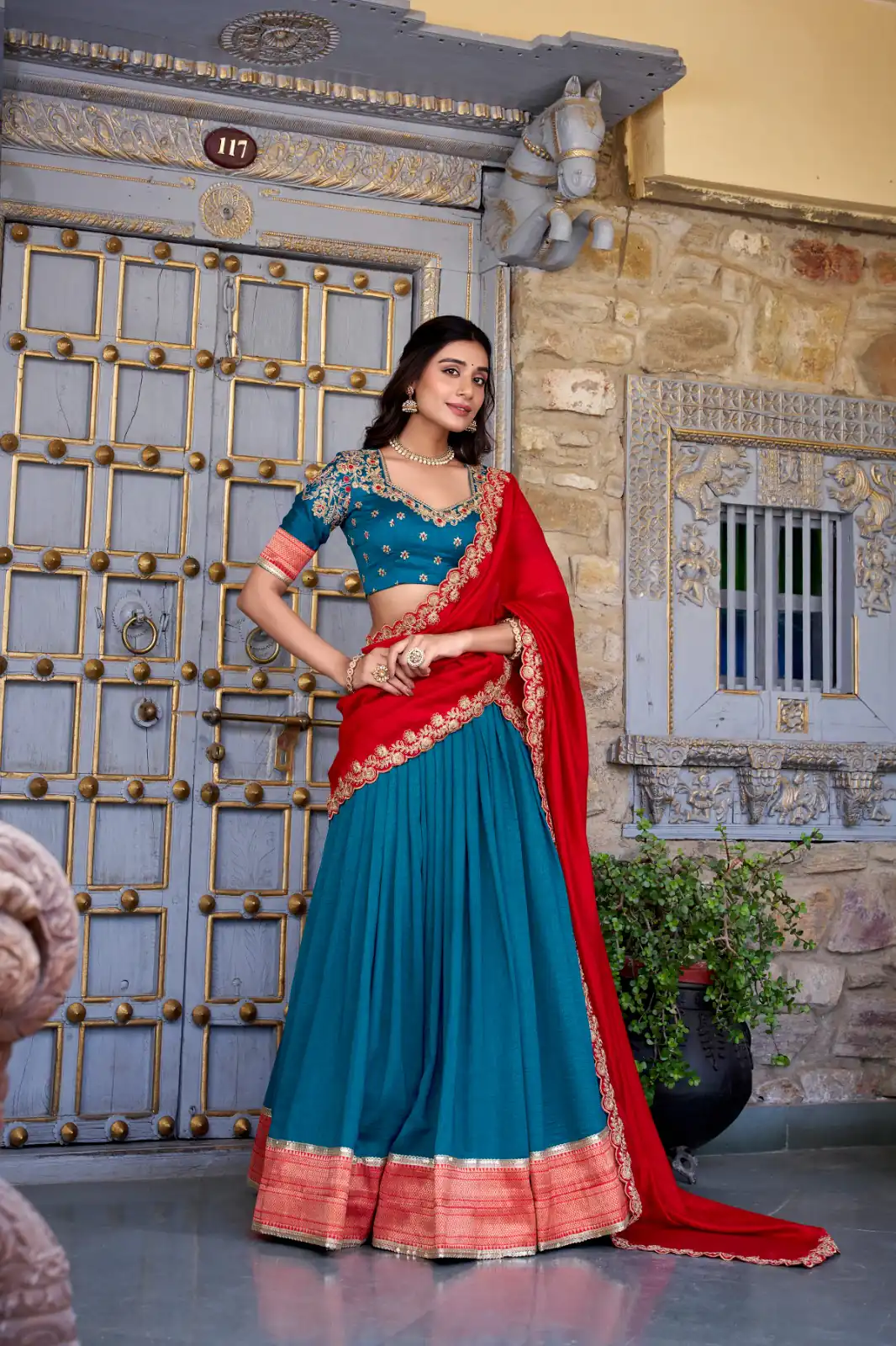 LNB 2049 Teal in Vichitra Silk Embroidery Work & Zari Work Lehenga Choli . Now at just ₹2999. Delivery 4-6 Working Days. Shop now. | Lehenga, Bollywood Lehenga, Creative Lehenga, Designer Lehenga, Embroidered Lehenga, Party Wear Lehenga
