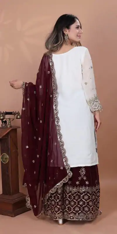 ZSR 3119 White Heavy Faux Georgette With 5mm Embroidery Sequence Work With Full Sleeve Salwar Suit Wedding, Party, Festive, Events Festive Deal ₹ | Jump Suits, Tops & Bottoms, Track Suits, Salwar suit, Casual Suits, Creative suits, Designer Suits, Palazzo Suits, Party Wear Suits, Patiala Suits, Straight Suits, Trendy Wear