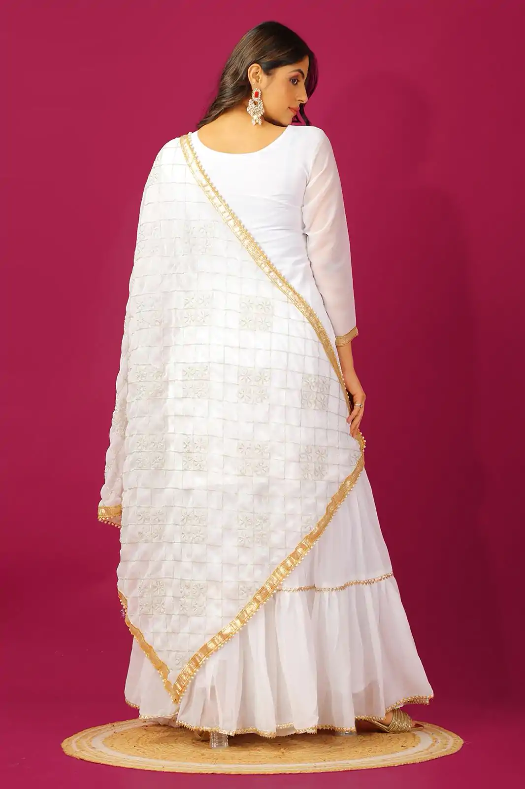 SR 1671 White Georgette Salwar Suit Perfect for Wedding, Party, Cultural Events, Temple Visit, Lohri Now at just ₹1799. Delivery 4-6 Working Days. | Jump Suits, Tops & Bottoms, Track Suits, Salwar suit, Casual Suits, Creative suits, Designer Suits, Palazzo Suits, Party Wear Suits, Patiala Suits, Straight Suits, Trendy Wear
