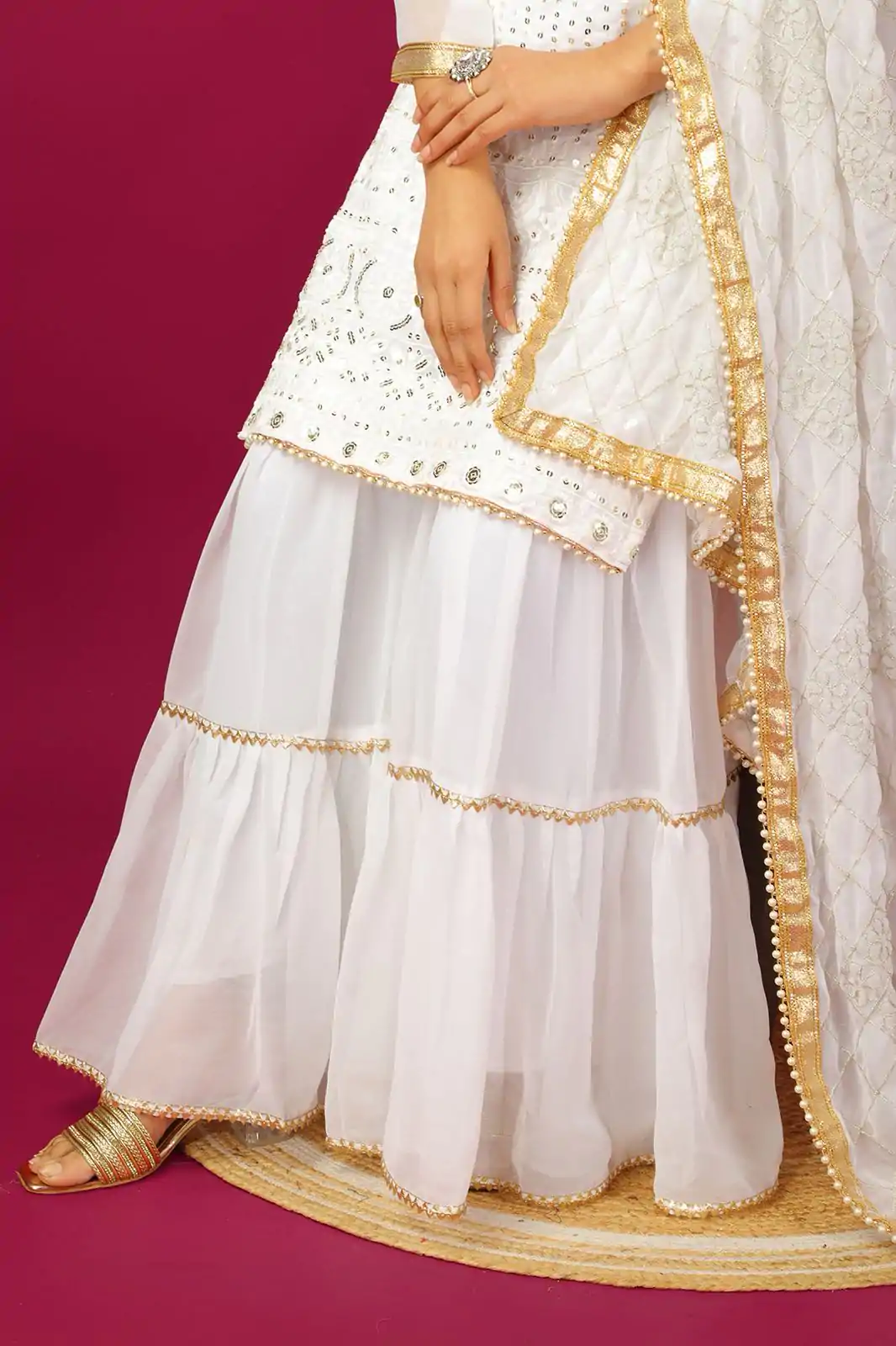 SR 1671 White Georgette Salwar Suit Perfect for Wedding, Party, Cultural Events, Temple Visit, Lohri Now at just ₹1799. Delivery 4-6 Working Days. | Jump Suits, Tops & Bottoms, Track Suits, Salwar suit, Casual Suits, Creative suits, Designer Suits, Palazzo Suits, Party Wear Suits, Patiala Suits, Straight Suits, Trendy Wear